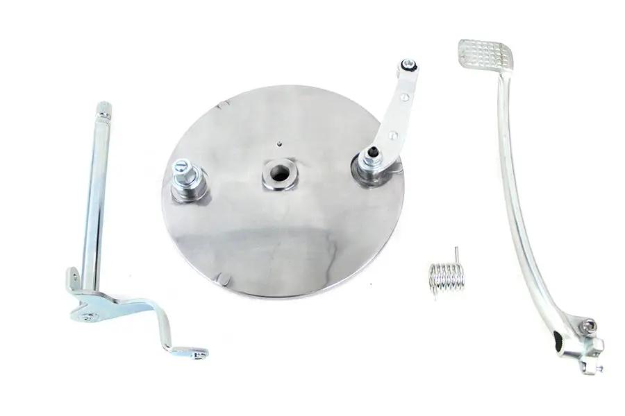 V-Twin Rear Brake Kit for 1957-1966 Harley Davidson XL with Polished Backing Plates and Zinc Plated Pedal by V-Twin