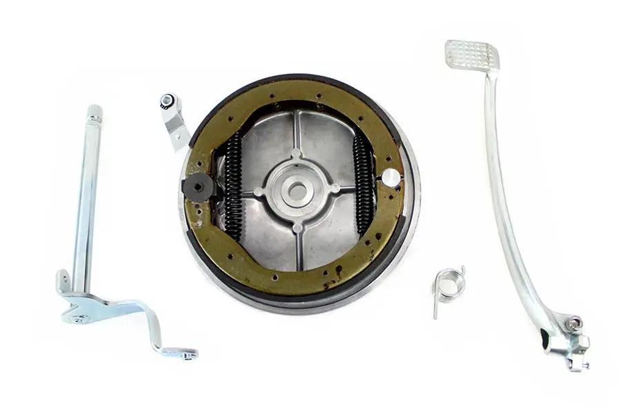 V-Twin Rear Brake Kit for 1957-1966 Harley Davidson XL with Polished Backing Plates and Zinc Plated Pedal by V-Twin