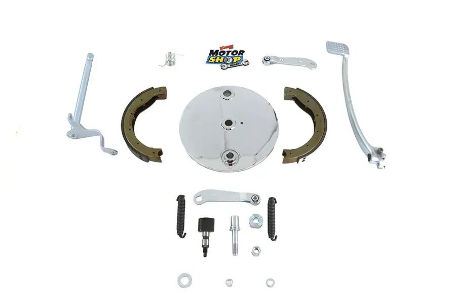 V-Twin Rear Brake Kit for 1957-1966 Harley Davidson XL with Polished Backing Plates and Zinc Plated Pedal by V-Twin
