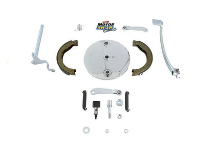 V-Twin Rear Brake Kit for 1957-1966 Harley Davidson XL with Polished Backing Plates and Zinc Plated Pedal by V-Twin