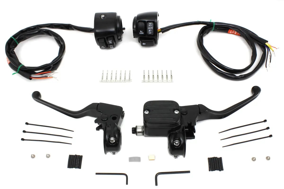 V-Twin Handlebar Control Kit Black for Harley Davidson FXST & FLST (Part #07-0641NMBK) by V-Twin