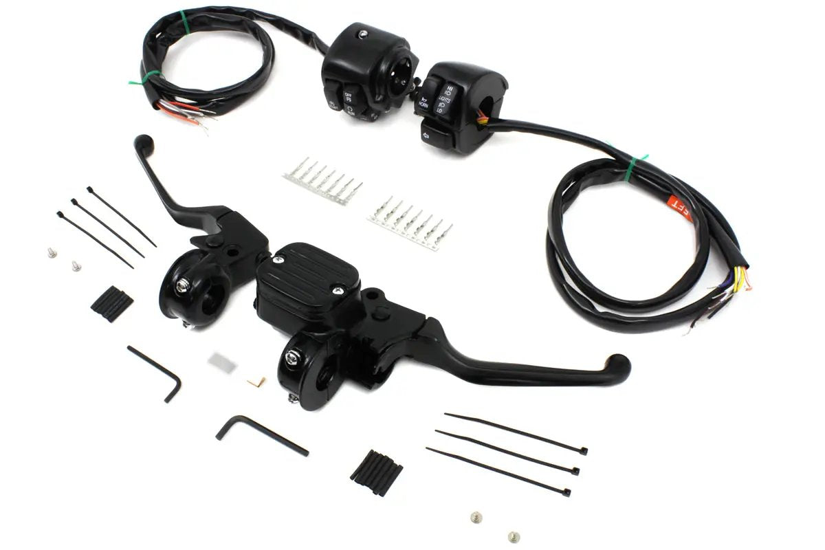 V-Twin Handlebar Control Kit Black for Harley Davidson FXST & FLST (Part #07-0641NMBK) by V-Twin