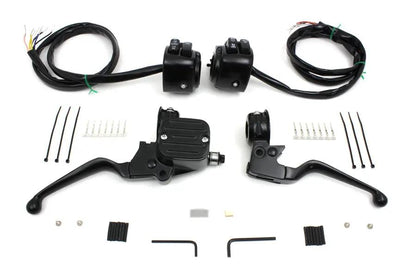 V-Twin Handlebar Control Kit Black for Harley Davidson FXST & FLST (Part #07-0641NMBK) by V-Twin