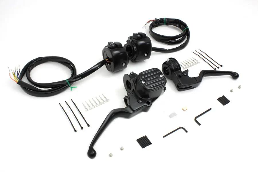 V-Twin Handlebar Control Kit Black for Harley Davidson FXST & FLST (Part #07-0641NMBK) by V-Twin