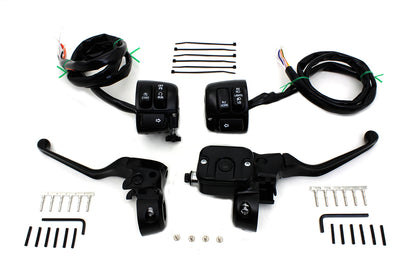 V-Twin H07-0689MBK Black Smooth Contour Handlebar Control Kit for Harley-Davidson FLST