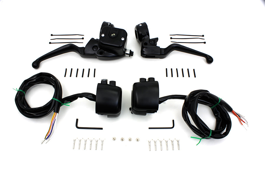 V-Twin H07-0689MBK Black Smooth Contour Handlebar Control Kit for Harley-Davidson FLST