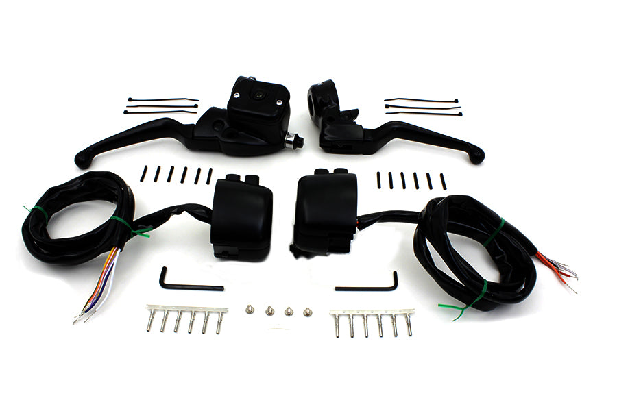 V-Twin H07-0689MBK Black Smooth Contour Handlebar Control Kit for Harley-Davidson FLST