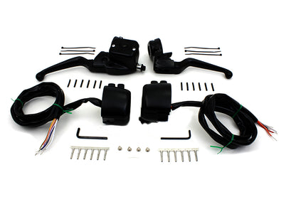 V-Twin H07-0689MBK Black Smooth Contour Handlebar Control Kit for Harley-Davidson FLST