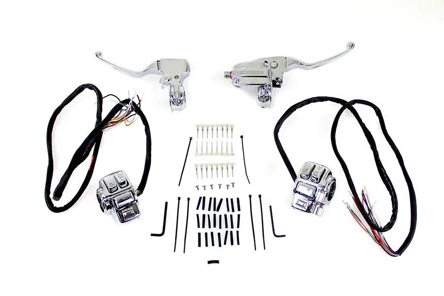 V-Twin Chrome Handlebar Control Kit for Harley Davidson FLHT and FLHR (Part #H07-0780K) by V-Twin