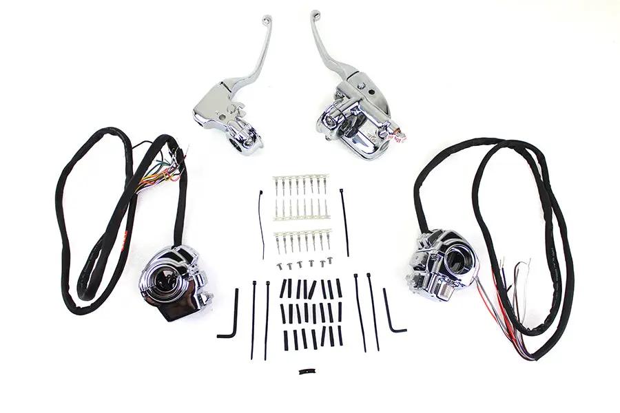 V-Twin Chrome Handlebar Control Kit for Harley Davidson FLHT and FLHR (Part #H07-0780K) by V-Twin