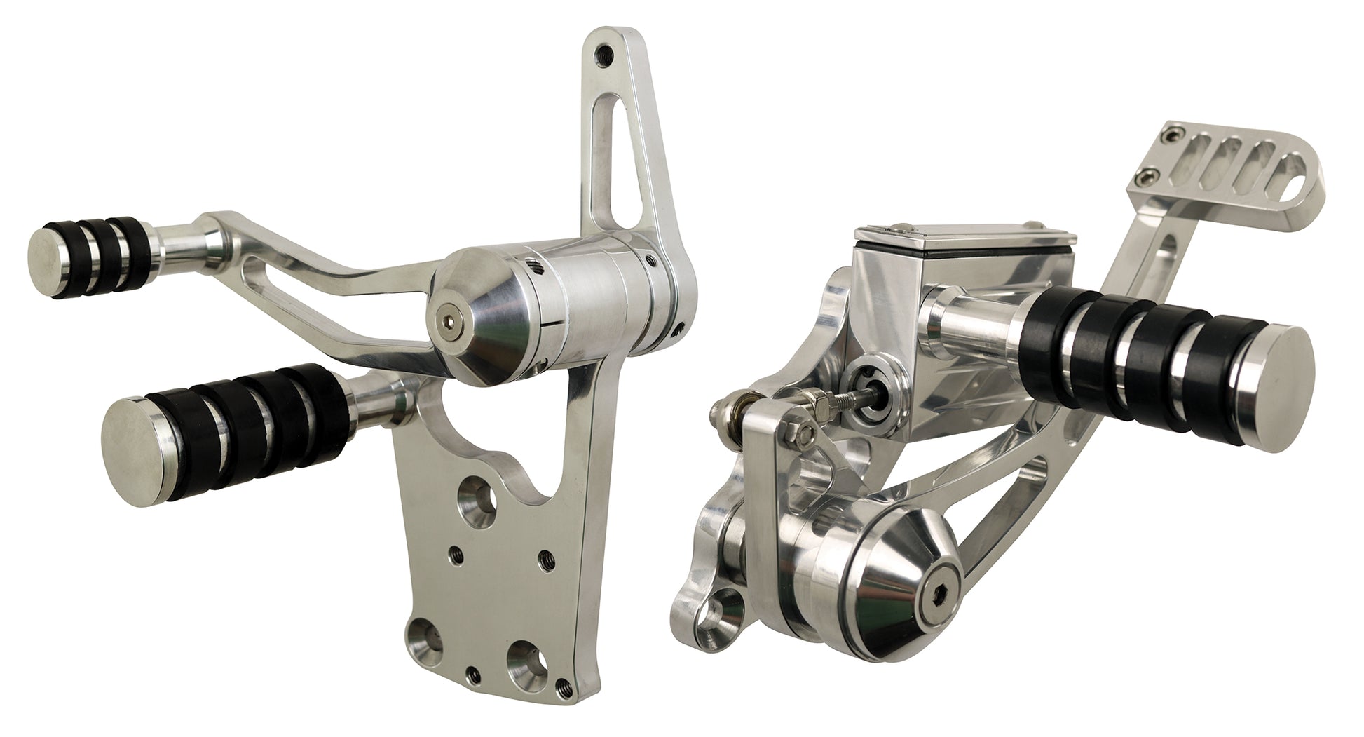 Ultima Billet Forward Control Kit Polished with Rubber Footpegs and 3/4 Inch Bore Master Cylinder