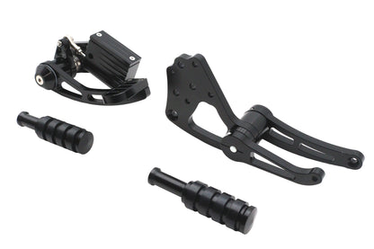 Ultima Billet Forward Control Kit Black with Rubber Footpegs and 3/4 Inch Bore Master Cylinder