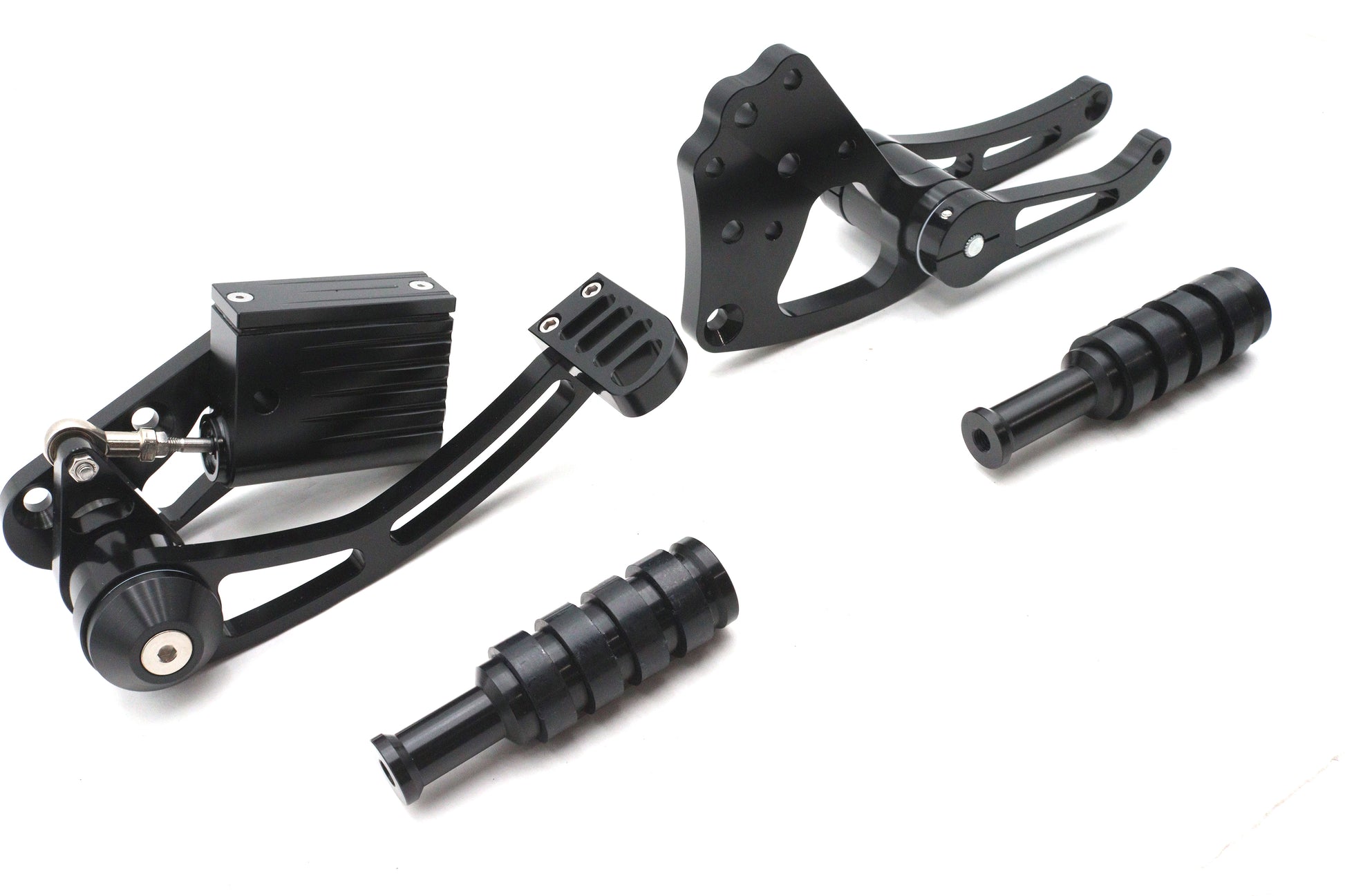 Ultima Billet Forward Control Kit Black with Rubber Footpegs and 3/4 Inch Bore Master Cylinder