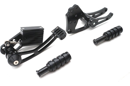 Ultima Billet Forward Control Kit Black with Rubber Footpegs and 3/4 Inch Bore Master Cylinder