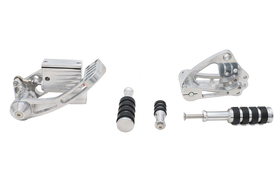 Ultima 47-540 Polished Billet Forward Control Set with Rubber-Belted Footpegs