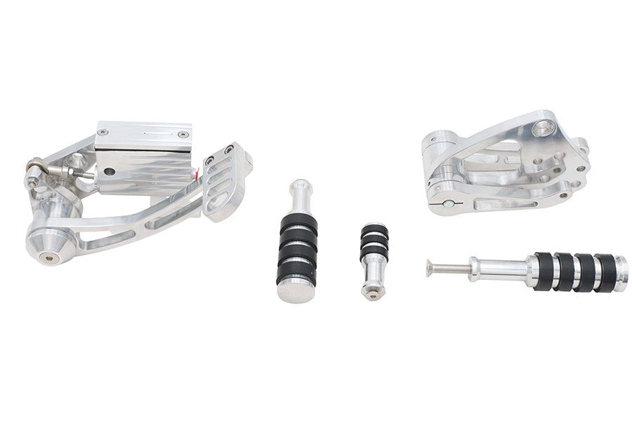 Ultima 47-540 Polished Billet Forward Control Set with Rubber-Belted Footpegs