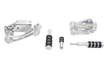 Ultima 47-540 Polished Billet Forward Control Set with Rubber-Belted Footpegs