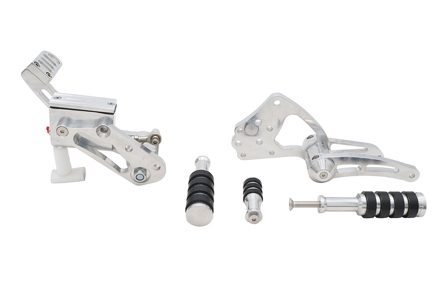 Ultima 47-540 Polished Billet Forward Control Set with Rubber-Belted Footpegs