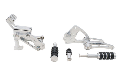 Ultima 47-540 Polished Billet Forward Control Set with Rubber-Belted Footpegs