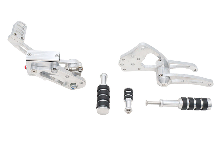 Ultima 47-540 Polished Billet Forward Control Set with Rubber-Belted Footpegs