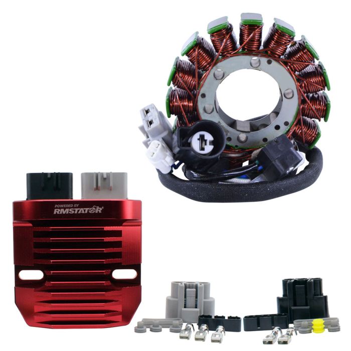 RMSTATOR RMS900-107280 Stator Kit with Red Machined Aluminum MOSFET Regulator for Marine and Powersports Vehicles
