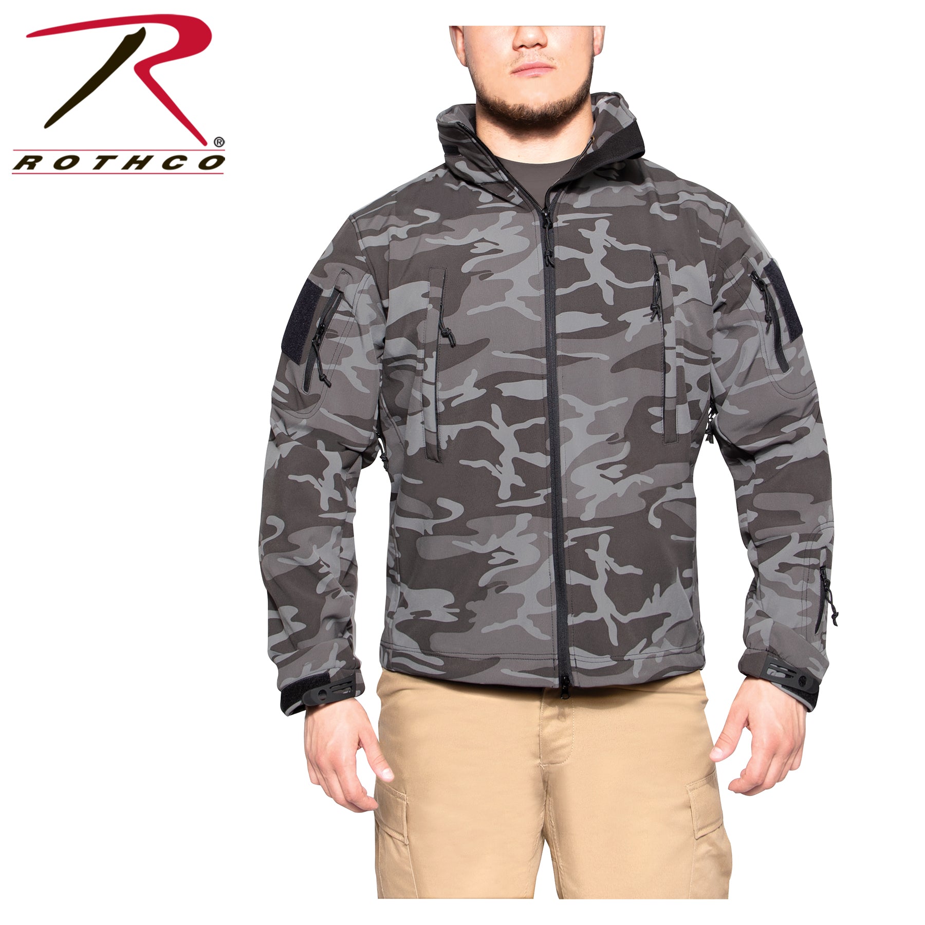 Rothco Special Ops Soft Shell Jacket Black Camo Size M – Waterproof Tactical Outerwear with Fleece Lining