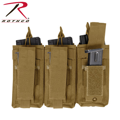 Rothco MOLLE Triple Kangaroo Rifle and Pistol Mag Pouch in Coyote Brown, Part 41009