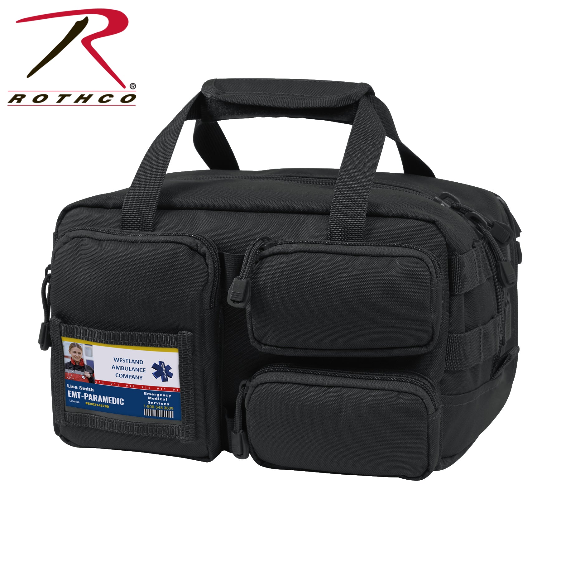 Rothco Tactical Trauma Kit Black - Emergency First Aid Kit with Multiple Pockets and Top Handle