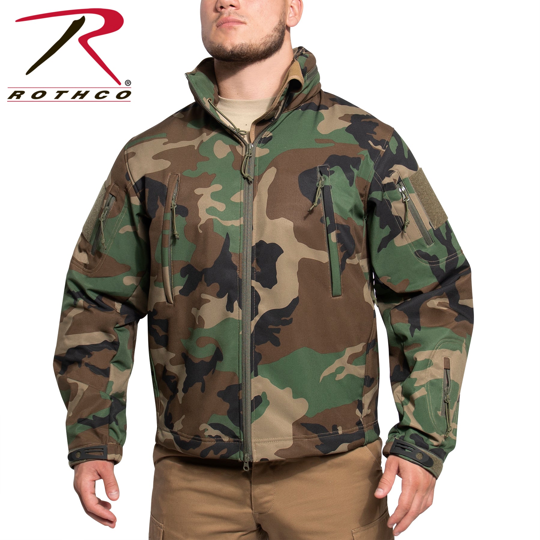 Rothco Concealed Carry Soft Shell Jacket 3XL Woodland Camo – Waterproof Tactical Outerwear
