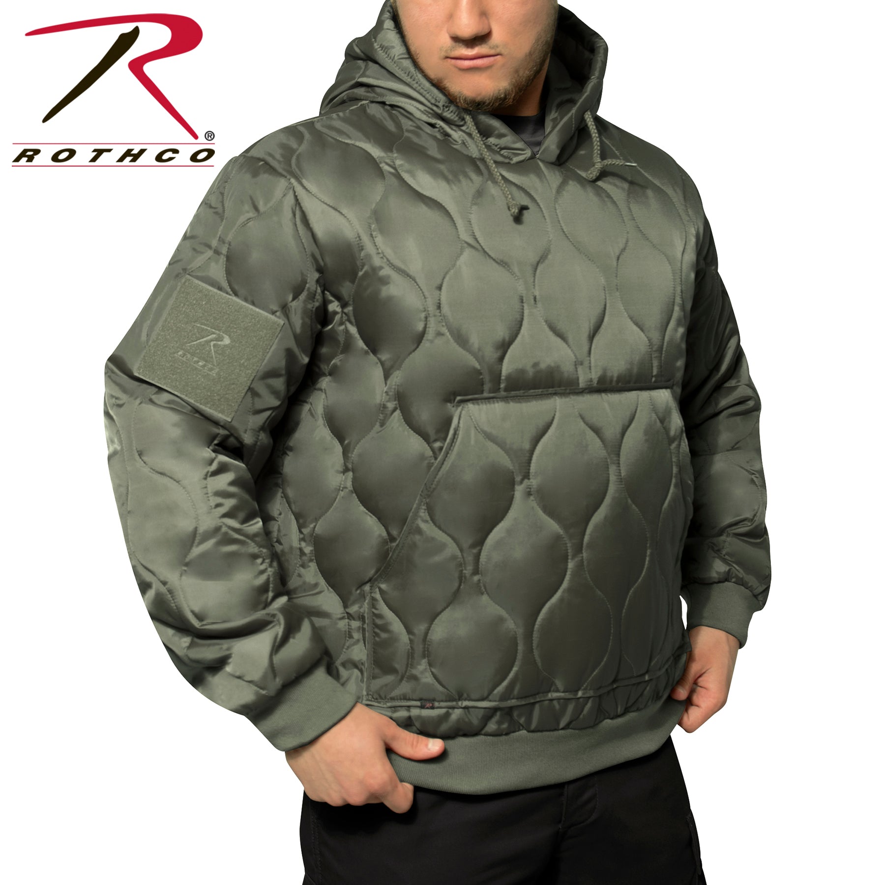 Rothco Quilted Woobie Hooded Sweatshirt Olive Drab Size Large