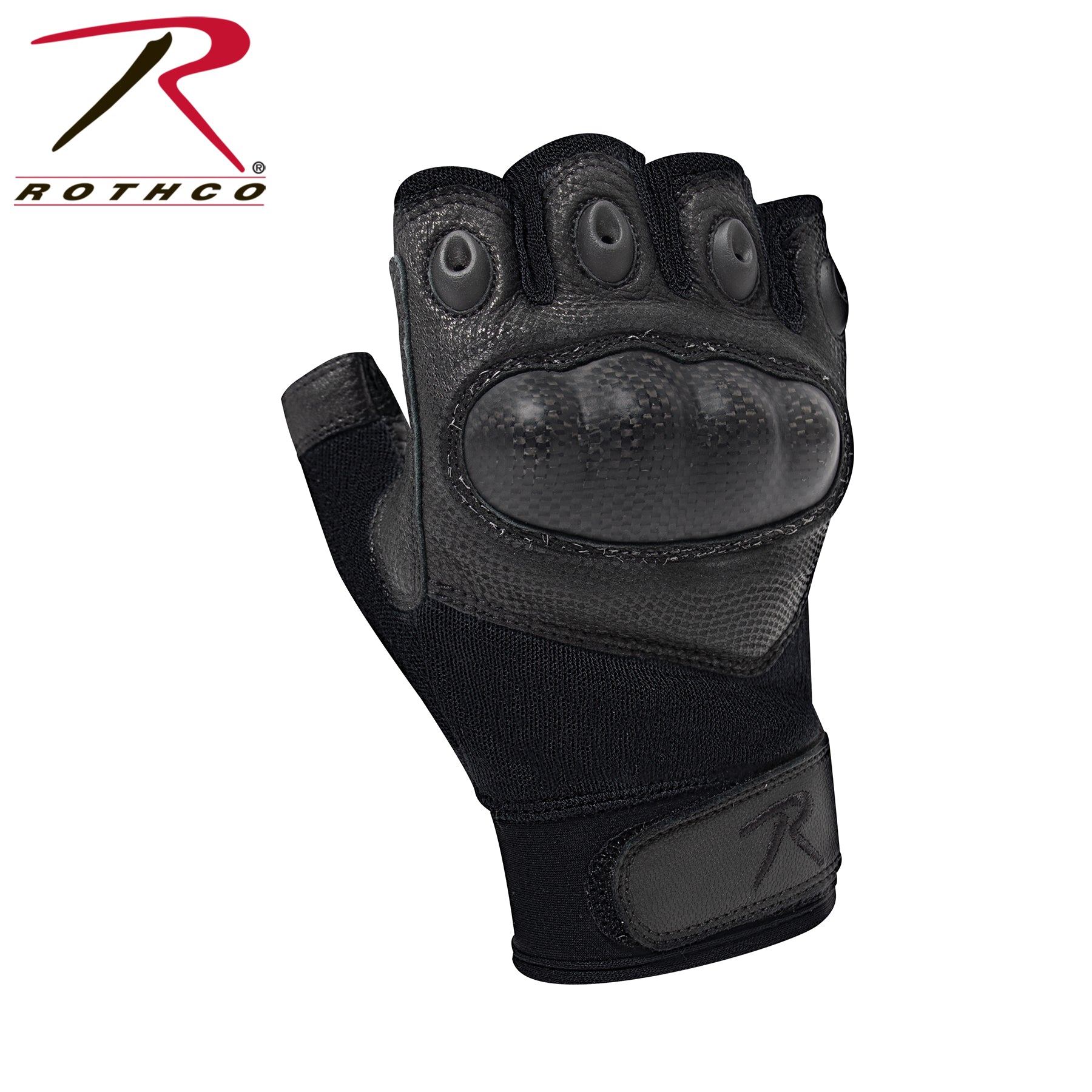 Rothco Fingerless Cut-Resistant Carbon Hard Knuckle Gloves Size Small