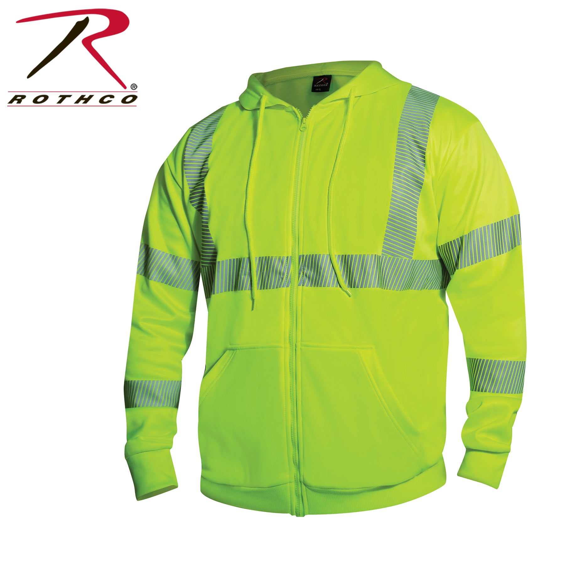 Rothco Hi-Vis Performance Zipper Sweatshirt Size Small - Safety Green with Reflective Striping