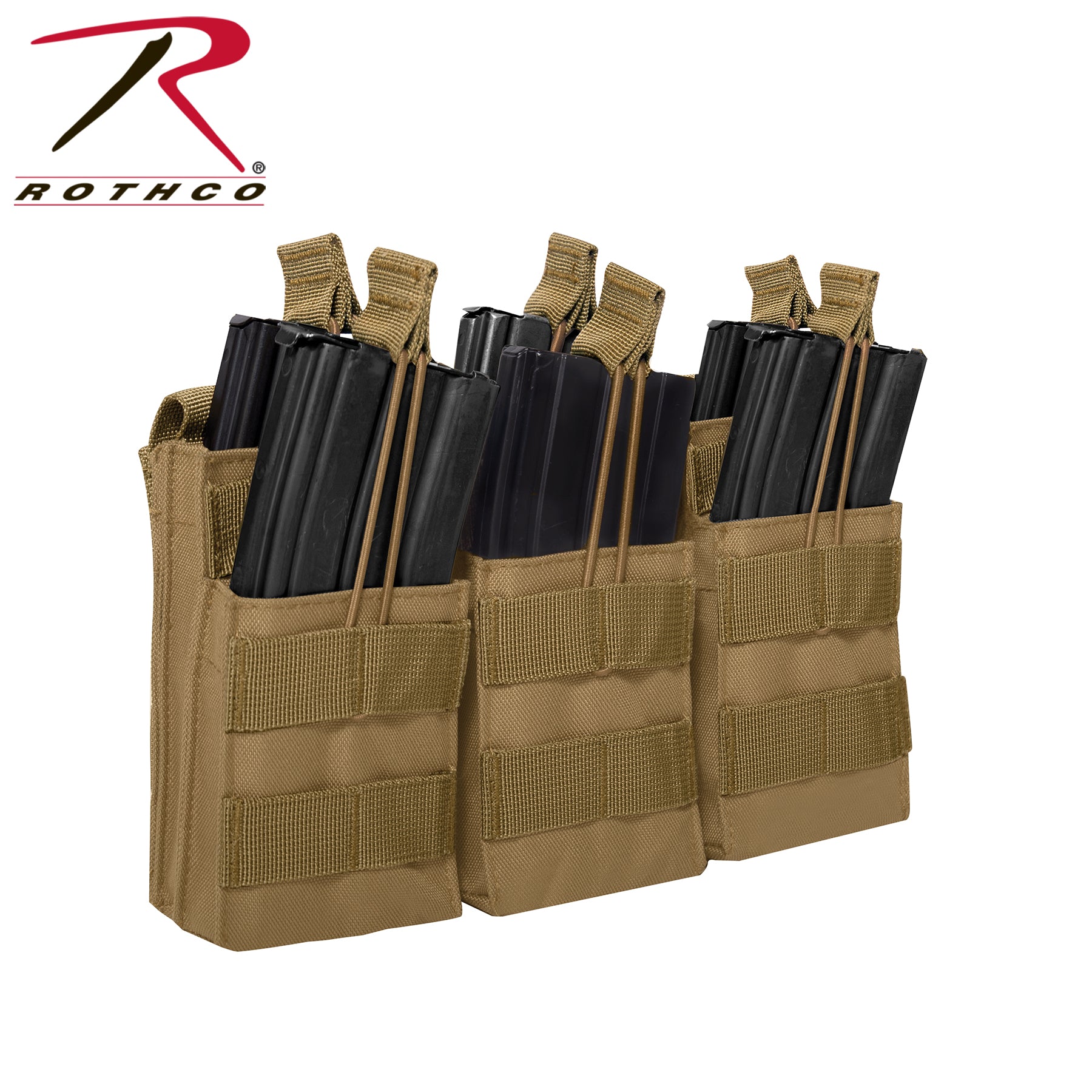 Rothco MOLLE Open Top Six Rifle Mag Pouch in Coyote Brown - Part 41007