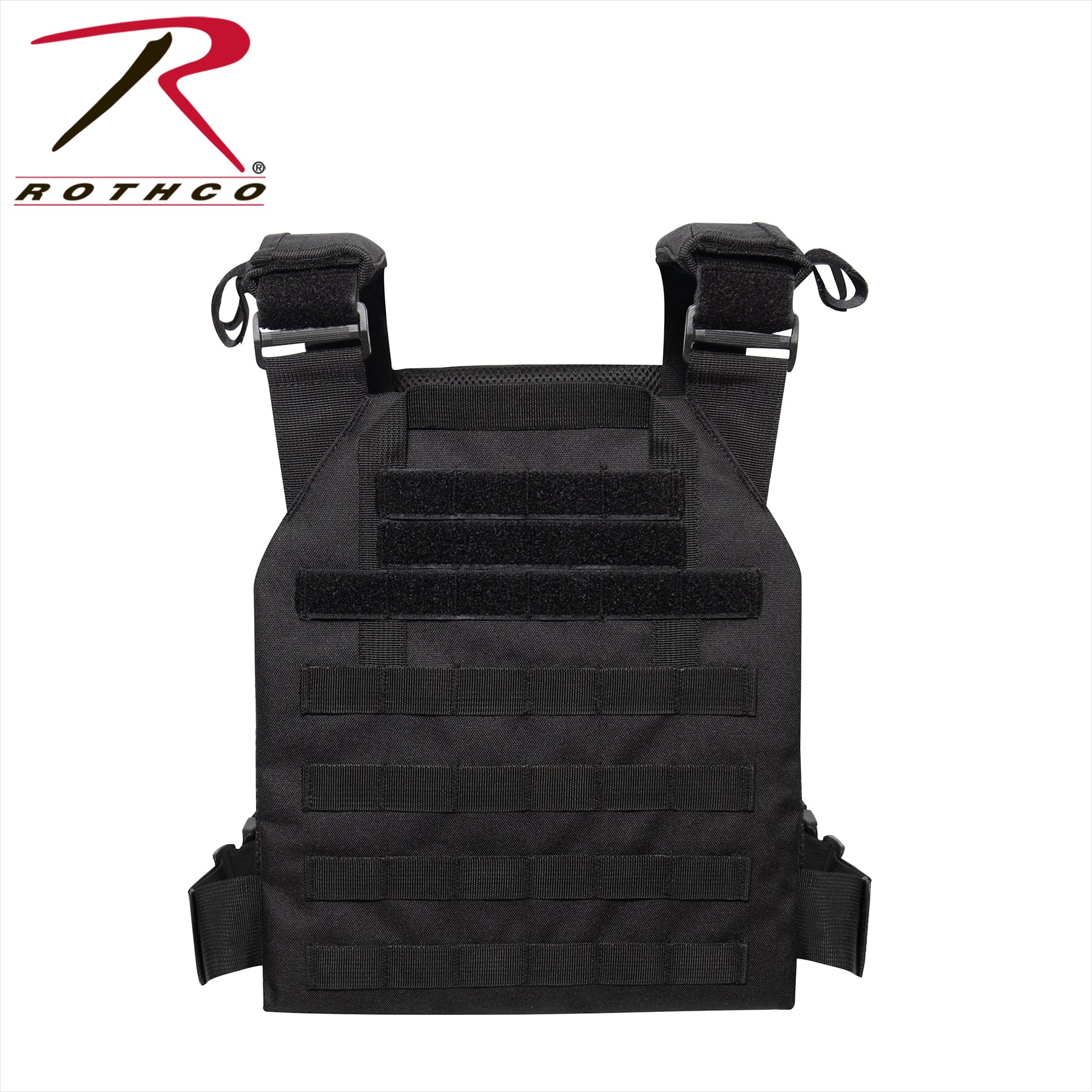 Rothco Low Profile Plate Carrier Vest Black Size Regular - Tactical MOLLEweb Design for Quick Mobility
