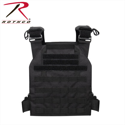 Rothco Low Profile Plate Carrier Vest Black Size Regular - Tactical MOLLEweb Design for Quick Mobility
