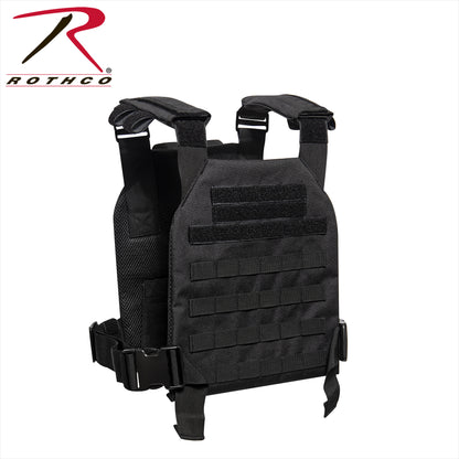 Rothco Low Profile Plate Carrier Vest Black Size Regular - Tactical MOLLEweb Design for Quick Mobility