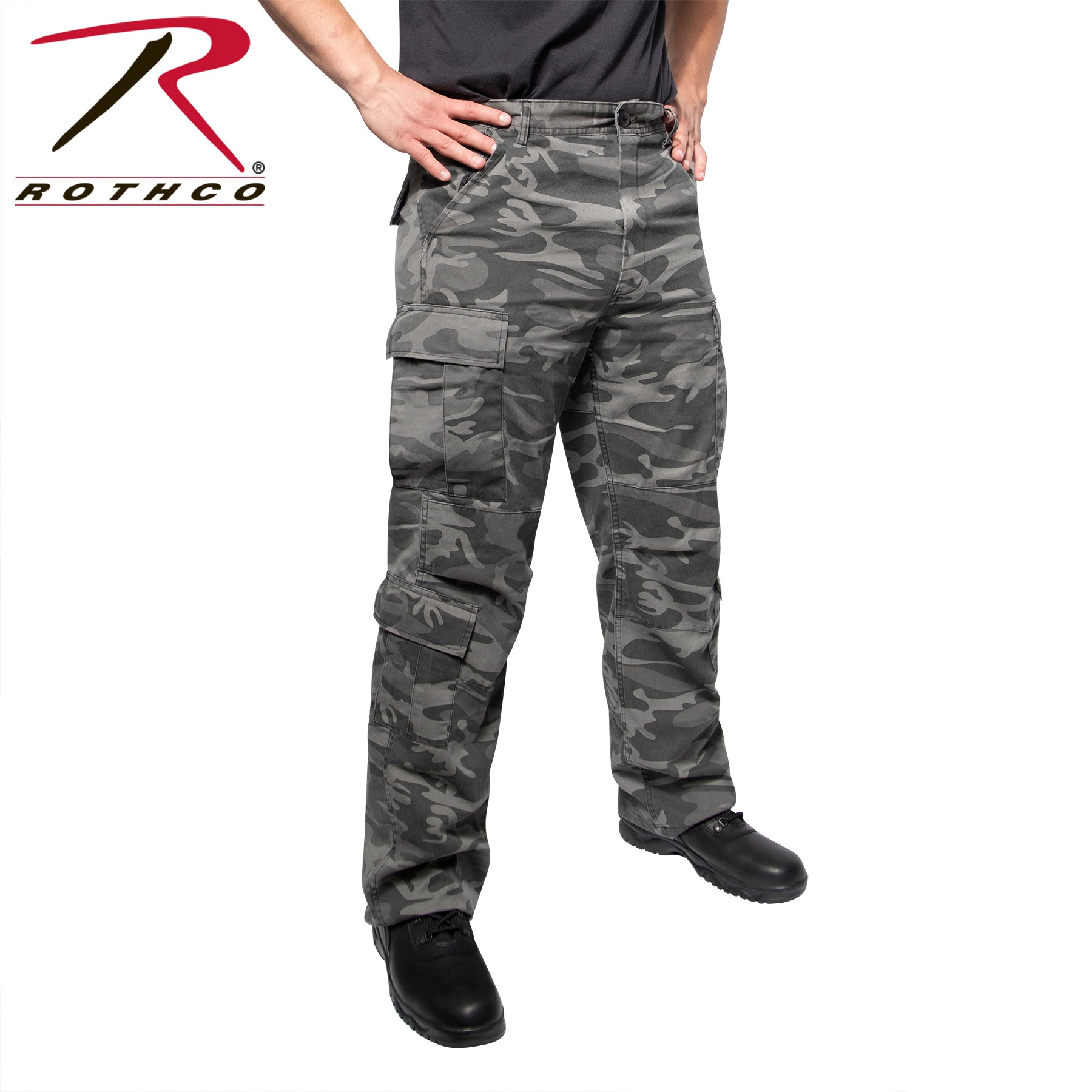 Rothco Vintage Paratrooper Cargo Fatigue Pants in Black Camo, Size Small