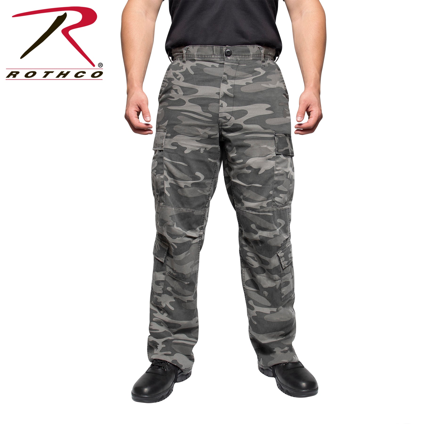Rothco Vintage Paratrooper Cargo Fatigue Pants in Black Camo, Size Small