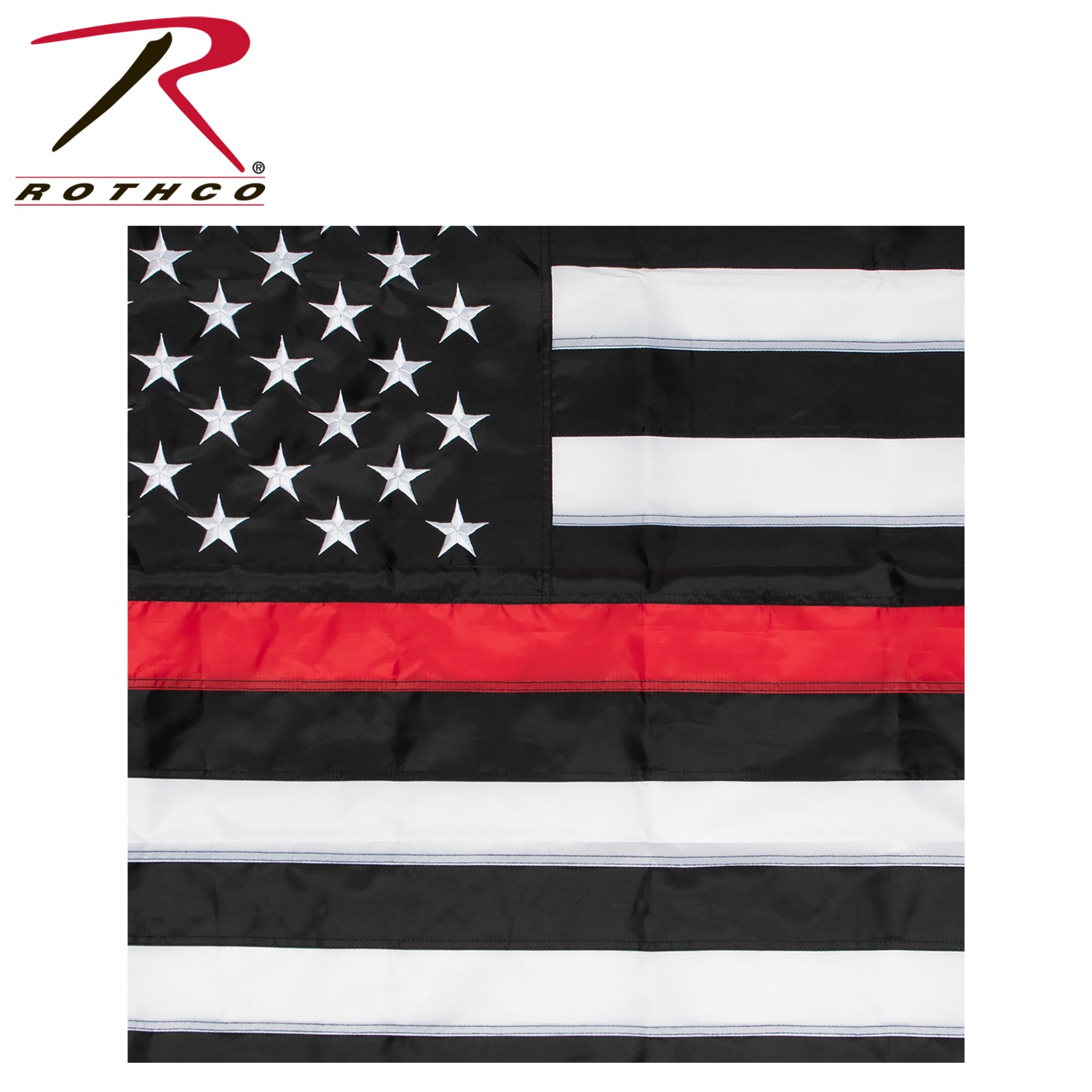 Rothco Deluxe Thin Red Line Flag 3' x 5' - Honoring Firefighters with Embroidered Stars and Vibrant Red Stripe