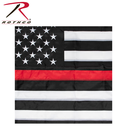 Rothco Deluxe Thin Red Line Flag 3' x 5' - Honoring Firefighters with Embroidered Stars and Vibrant Red Stripe