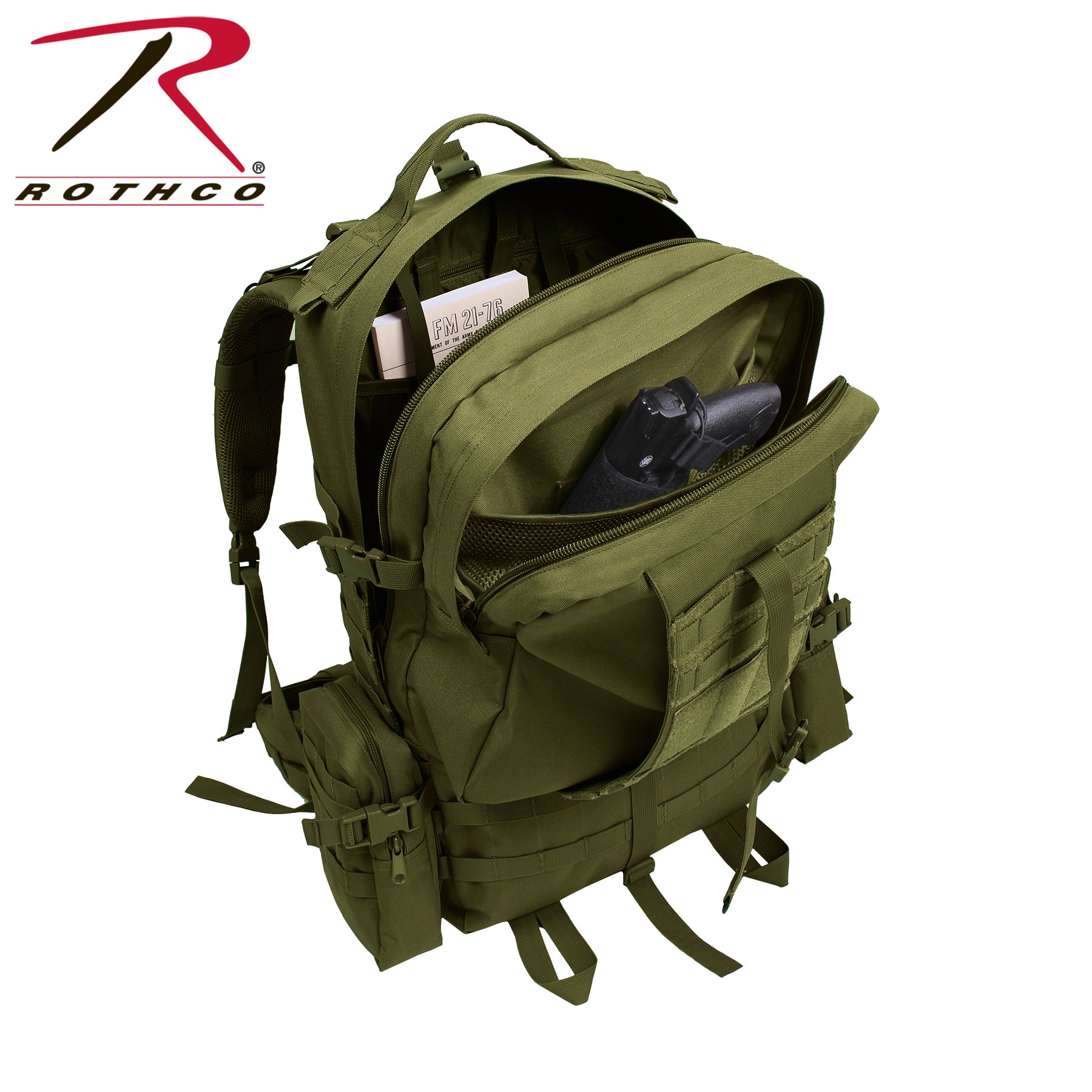 Rothco Global Assault Pack Olive Drab – Tactical Military Backpack with 18 MOLLE Rows and 25-Inch Capacity
