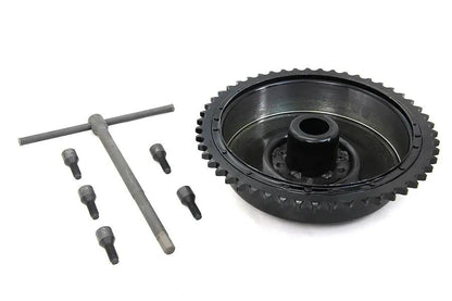 V-Twin Rear Mechanical Brake Drum Black with Sprocket for Harley Davidson UL (1937-1946) by V-Twin