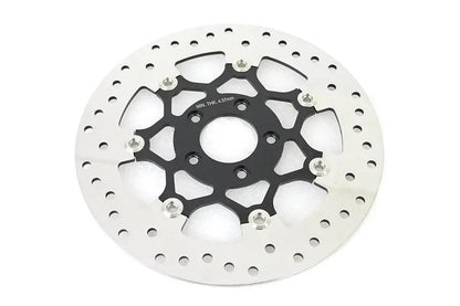 V-Twin Floating Stainless Steel Front Brake Disc - 11.8 Inch Black & Polished for Harley Davidson XL & FLST Models (Part #78524BP) by V-Twin