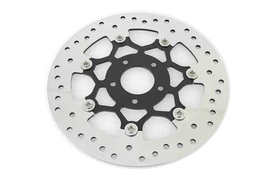 V-Twin Floating Stainless Steel Front Brake Disc - 11.8 Inch Black & Polished for Harley Davidson XL & FLST Models (Part #78524BP) by V-Twin