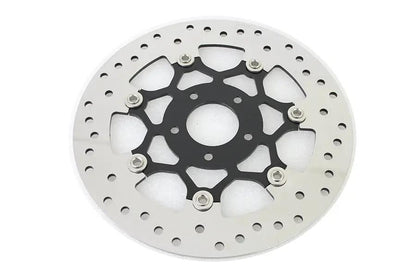 V-Twin Floating Stainless Steel Front Brake Disc - 11.8 Inch Black & Polished for Harley Davidson XL & FLST Models (Part #78524BP) by V-Twin