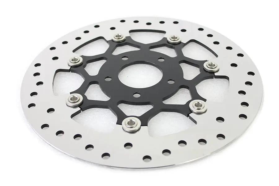 V-Twin Floating Stainless Steel Front Brake Disc - 11.8 Inch Black & Polished for Harley Davidson XL & FLST Models (Part #78524BP) by V-Twin