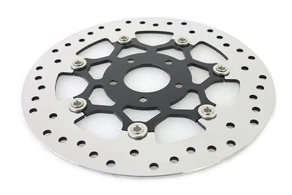 V-Twin Floating Stainless Steel Front Brake Disc - 11.8 Inch Black & Polished for Harley Davidson XL & FLST Models (Part #78524BP) by V-Twin