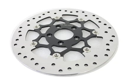 V-Twin Floating Stainless Steel Front Brake Disc - 11.8 Inch Black & Polished for Harley Davidson XL & FLST Models (Part #78524BP) by V-Twin