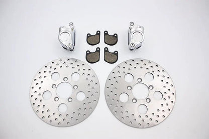 V-Twin Front Dual Disc Calipers and 10-inch Disc Kit for Harley Davidson Fx and XL Models by V-Twin