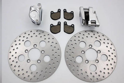 V-Twin Front Dual Disc Calipers and 10-inch Disc Kit for Harley Davidson Fx and XL Models by V-Twin